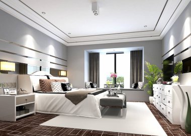 3D lüks otel odası.