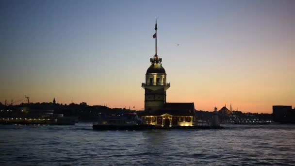Istanbul Boğazı Günbatımı Zamanında — Stok video