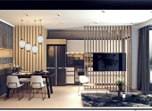 3d render of house interior, living room