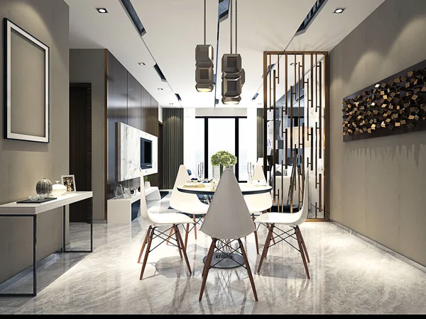 Render Dom Wnętrze Salon — Zdjęcie stockowe