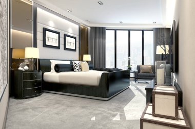 3D render otel odası