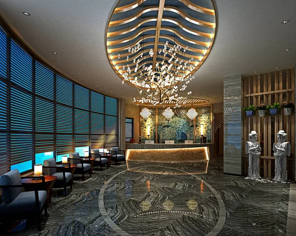 Render Luxe Hotelgebouw Entree Lobby — Stockfoto