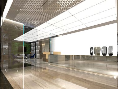 3D lüks otel lobisi.