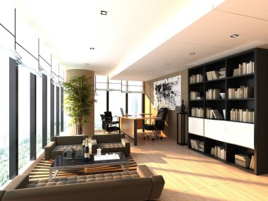 3D render çalışma office iç