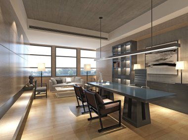 3D render çalışma office iç