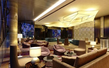 3D render otel lobisinde
