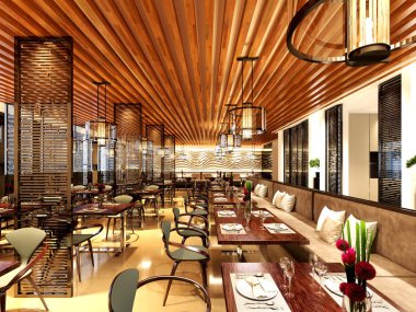 3D render modern restoran cafetaria
