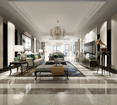 3D render ev oturma odası