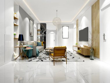3D render ev oturma odası