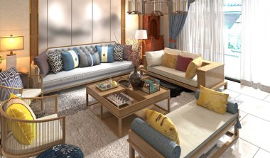 3D render ev oturma odası