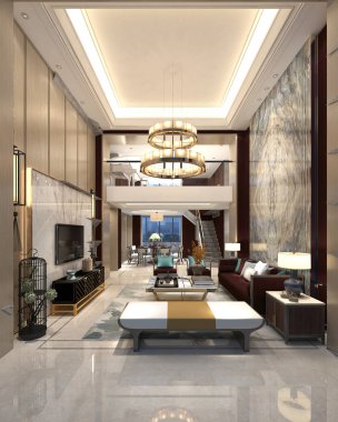 3D render ev oturma odası