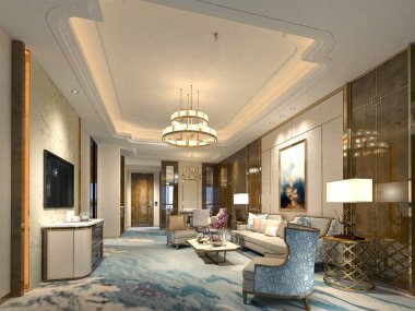 3D render modern oturma odası