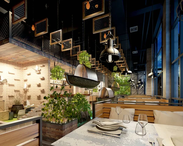 Render Modern Restoran Cafetaria — Stok fotoğraf