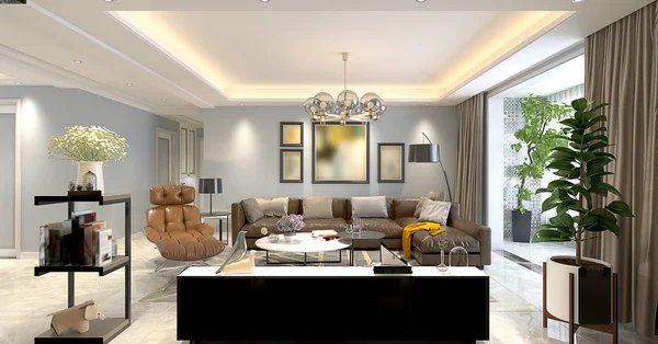 Render Home Living Room — Stock Photo, Image