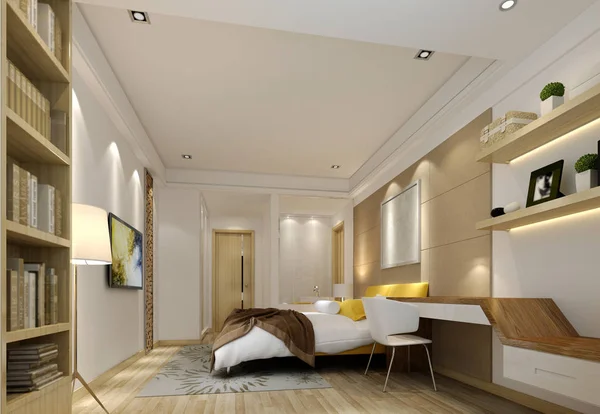 Rendere Camera Letto Albergo Lusso — Foto Stock