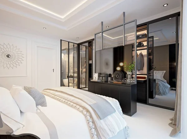 Render Modern Yatak Odası — Stok fotoğraf