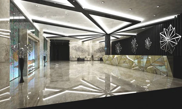 Render Lobby Recepção Hotel Luxo — Fotografia de Stock