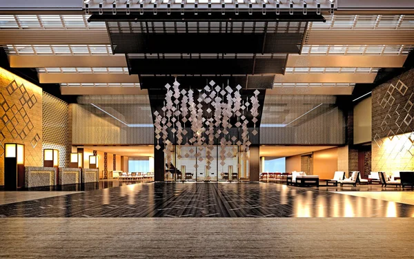 Render Lobby Recepção Hotel Luxo — Fotografia de Stock