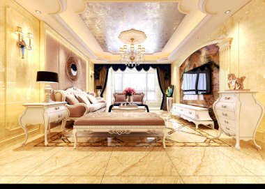 3D render sonrası modern ev iç