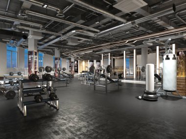 3d render of gym fitness center clipart
