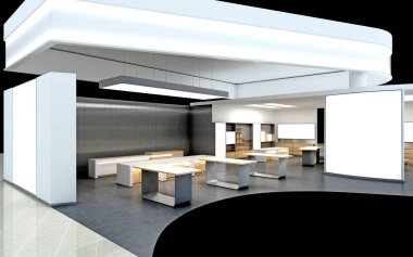 3D render sergi gösteri stand