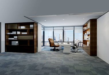 3D render modern çalışma ofis