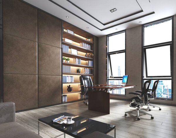 3d render working space, office interior