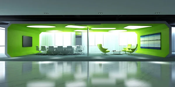 Render Green Color Exhibition Booth — Stock Photo, Image