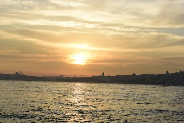 Oranžové Barvy Západu Slunce Istanbulu — Stock fotografie