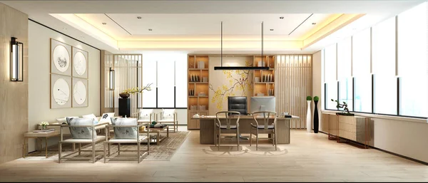 Modern ofisin 3D görüntüsü