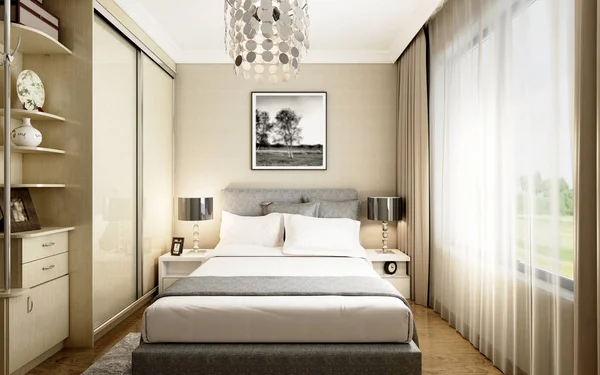 Yatak Odasının Boyutlu Görüntüsü — Stok fotoğraf
