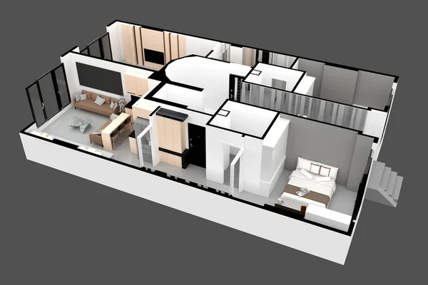 3d render of apartment 3d plan