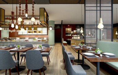 3D render Cafe Restoran