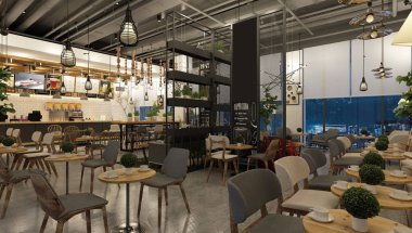 3D render Cafe Restoran