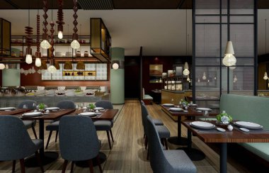 3D render Cafe Restoran