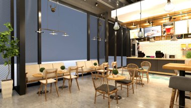 3D render Cafe Restoran