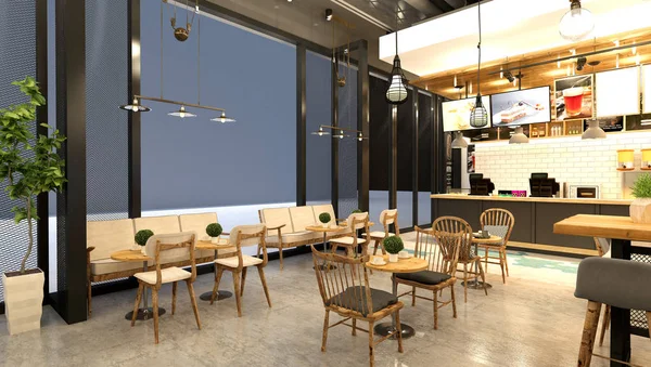 3D render Cafe Restoran