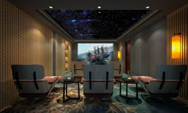 3d render ev sinema odası