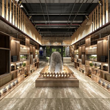 3d render dükkanı iç görünümü