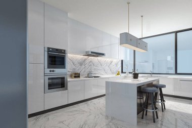 3D render modern bir mutfak