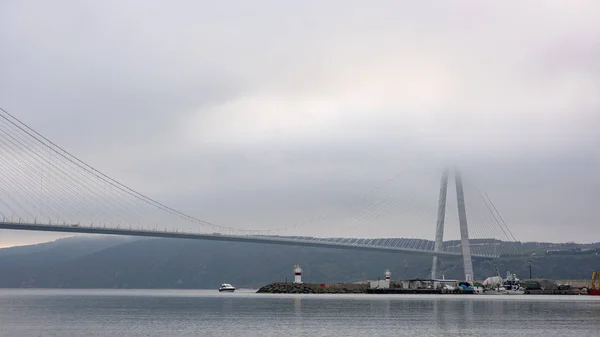 Légifelvétel Yavuz Sultan Selim Hídon Isztambuli Boszporusz — Stock Fotó