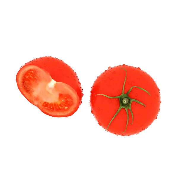 Rendu Tomate Sur Fond Blanc — Photo