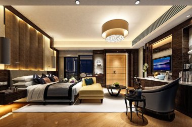3D render otel odası