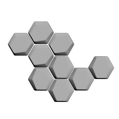 Beyaz arka plan üzerinde 3d render altıgenler