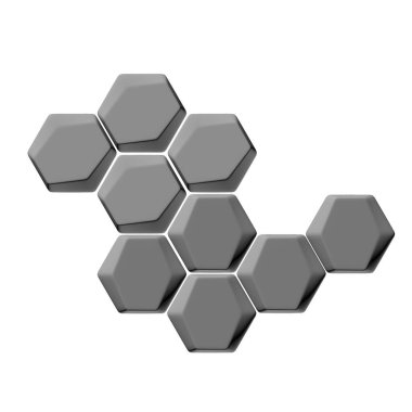 Beyaz arka plan üzerinde 3d render altıgenler