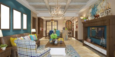 neo klasik oturma odası 3d render