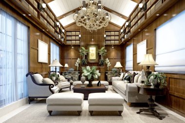 Oturma odasının 3D görüntüsü