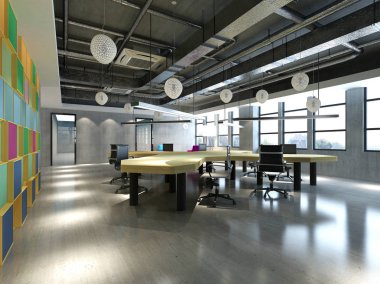 Modern çalışma alanının 3d görüntüsü