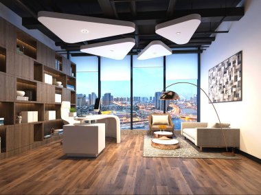 3D render modern çalışma ofis