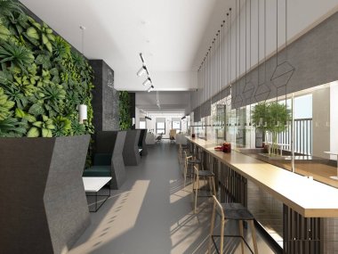 Cafe restoranının 3D görüntüsü